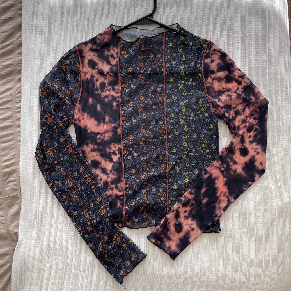 Sheer long sleeve tattoo style top